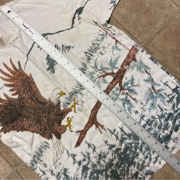 Eagle AOP VTG T-Shirt L Measurement ‘90s USA Single Stitch White Good Condition - Picture 2 of 6